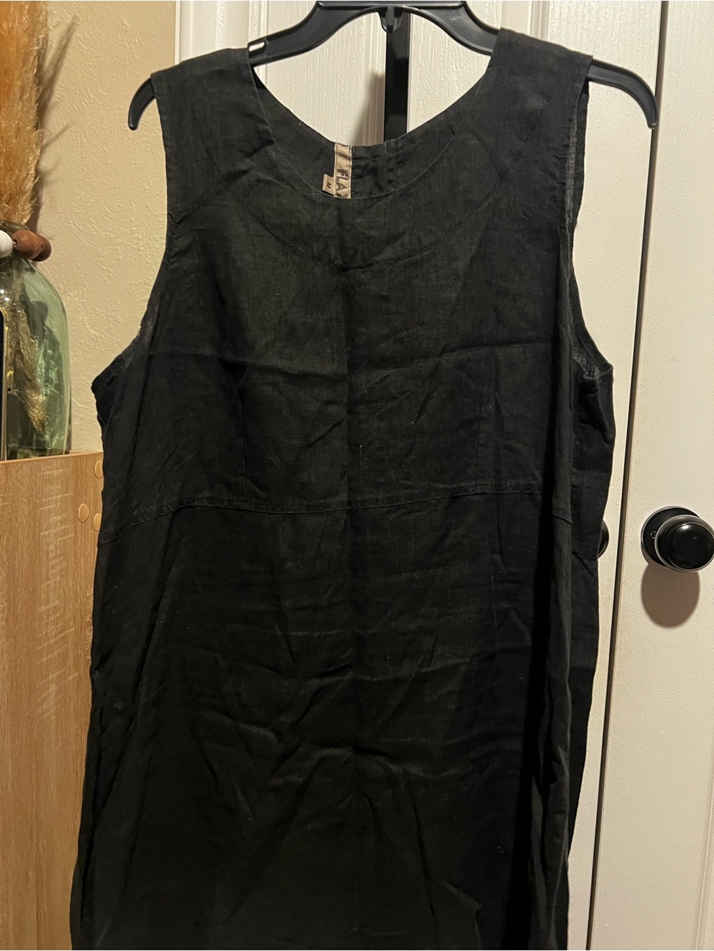 Flax Black Linen Midi Dress